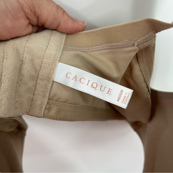 Lane Bryant Cacique Size 46DDD Tan Simply Wire Free Plunge Bra Back Closure - Picture 4 of 6